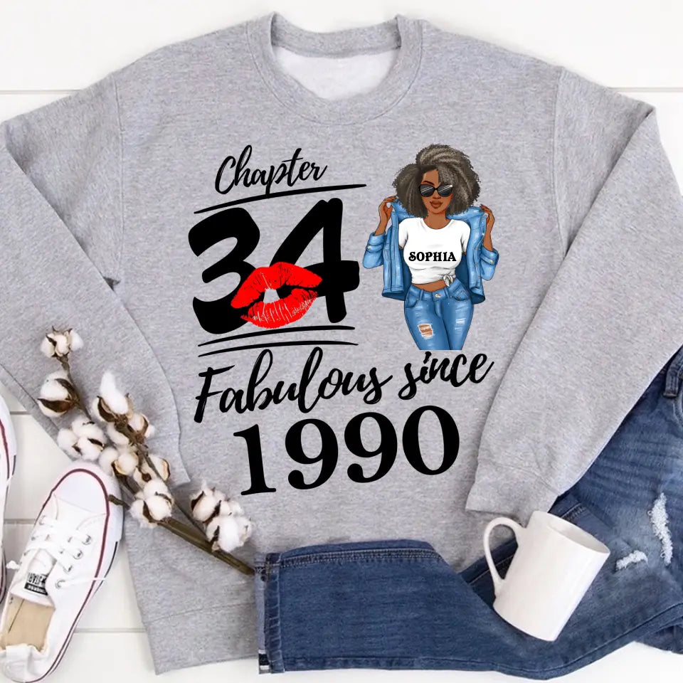 34th Birthday Shirts For Her, Personalised 34th Birthday Gifts, 1990 T Shirt, 34 And Fabulous Shirt, 34th Birthday Shirt Ideas, Gift Ideas 34th Birthday Woman