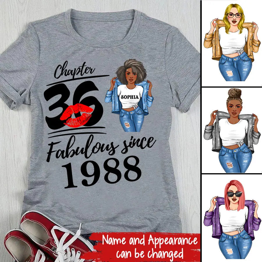 36th Birthday Shirts For Her, Personalised 36th Birthday Gifts, 1988 T Shirt, 36 And Fabulous Shirt, 36th Birthday Shirt Ideas, Gift Ideas 36th Birthday Woman