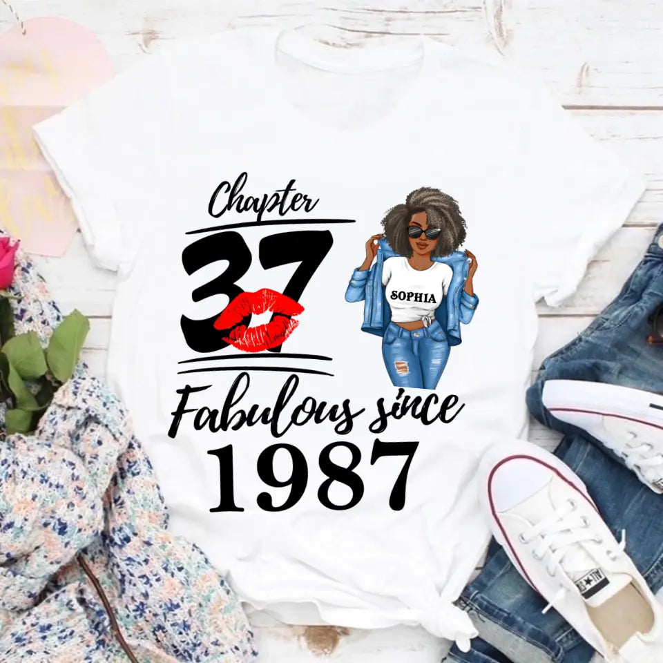 37th Birthday Shirts For Her, Personalised 37th Birthday Gifts, 1987 T Shirt, 37 And Fabulous Shirt, 37th Birthday Shirt Ideas, Gift Ideas 37th Birthday Woman