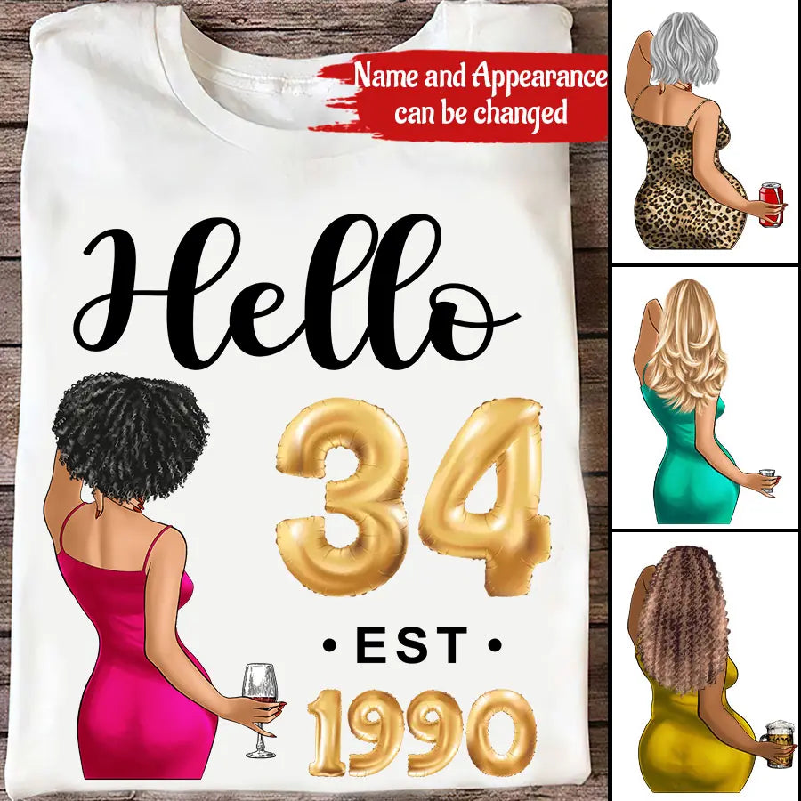 34th birthday shirts for her, Personalised 34th birthday gifts, 1990 t shirt, 34 and fabulous shirt, 34th birthday shirt ideas, gift ideas 34th birthday woman