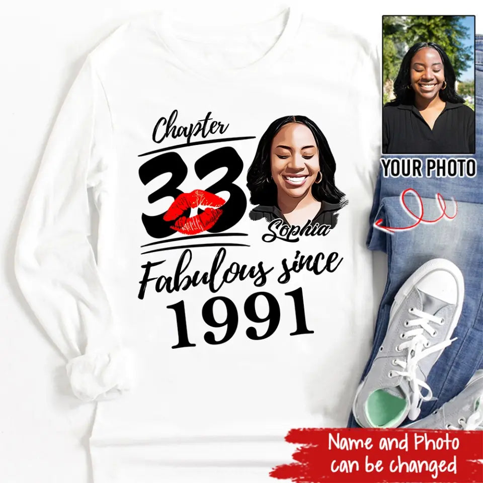 33rd Birthday Shirts, Custom Birthday Shirts, Turning 33 Shirt, Gifts For Women Turning 33, 33 And Fabulous Shirt, 1991 Shirt, 33rd Birthday Shirts For Her