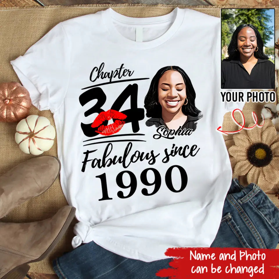 34th Birthday Shirts, Custom Birthday Shirts, Turning 34 Shirt, Gifts For Women Turning 34, 34 And Fabulous Shirt, 1990 Shirt, 34th Birthday Shirts For Her