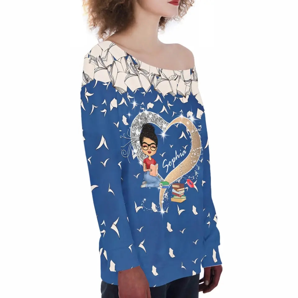 Women&#39;s Off-Shoulder Sweatshirt - Personalized gift for Book lovers