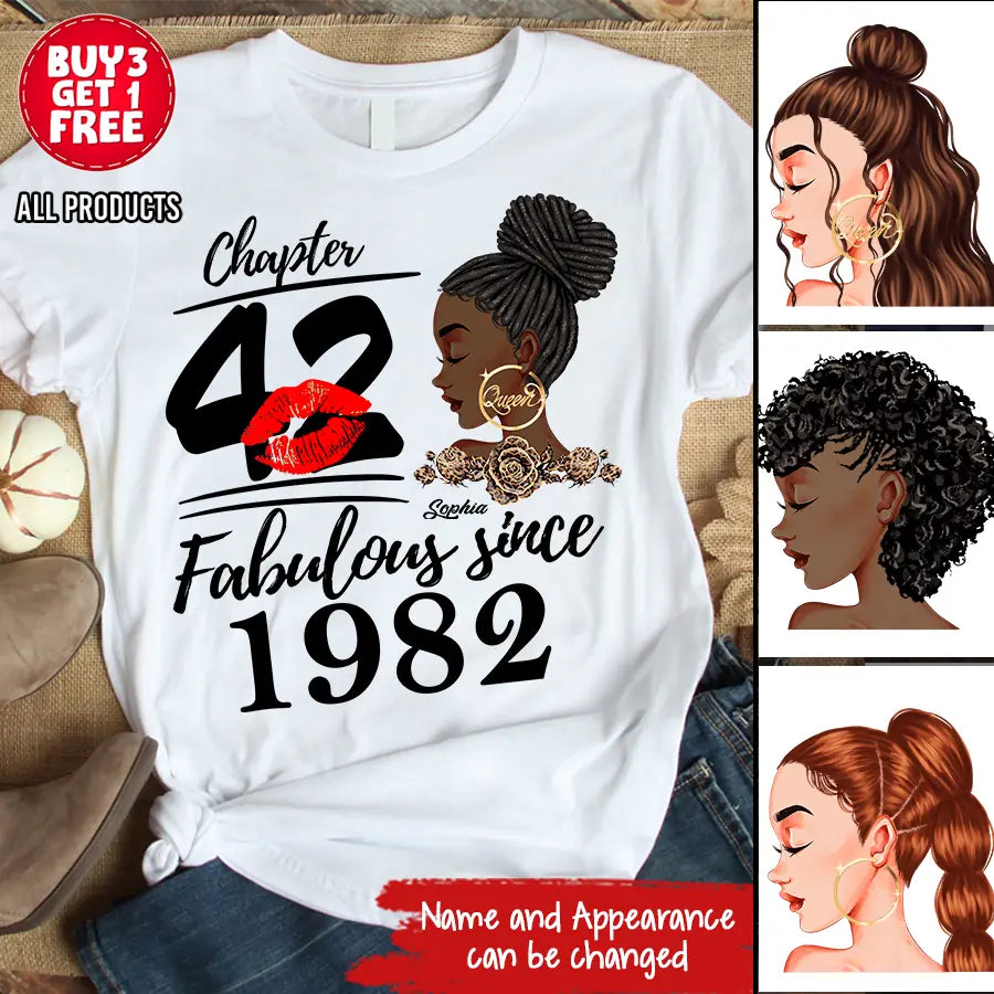 42nd Birthday Shirts, Custom Birthday Shirts, Turning 42 Shirt, Gifts For Women Turning 42, 42 And Fabulous Shirt, 1982 Shirt, 42nd Birthday Shirts For Her - HCT