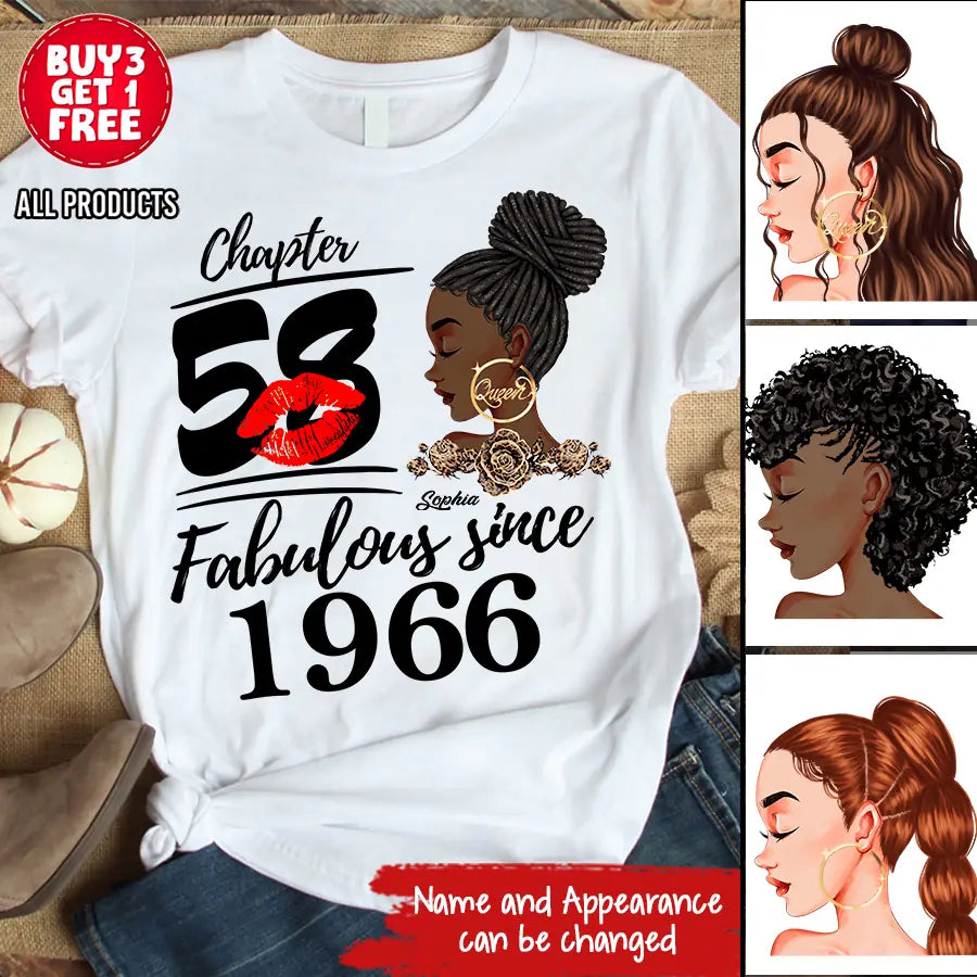 Custom Birthday Shirts, Chapter 58, Fabulous Since 1966 58th Birthday Unique T Shirt For Woman, Her Gifts For 58 Years Old, Turning 58 Birthday Cotton Shirt-HCT