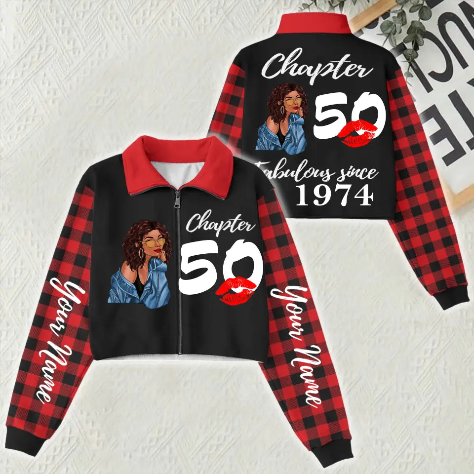 Women‘s Lapel Collar Cropped Sweatshirt, Gift Ideas 50th Birthday Woman - TLQ