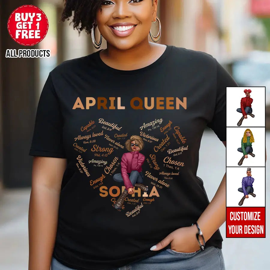 April Birthday Shirt, Custom Birthday Shirt, Queens Are Born In April, April Birthday Shirts For Woman, April Birthday Gifts