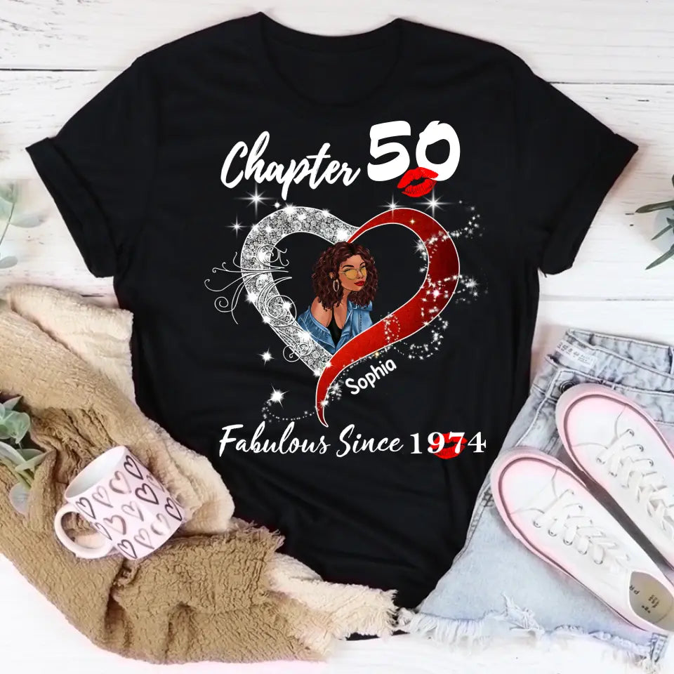 Chapter 50, Fabulous Since 1974 50th Birthday Unique T Shirt For Woman, Her Gifts For 50 Years Old , Turning 50 Birthday Cotton Shirt - HCT