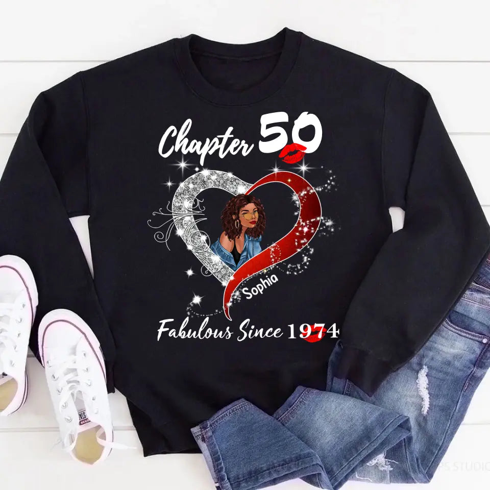 Chapter 50, Fabulous Since 1974 50th Birthday Unique T Shirt For Woman, Her Gifts For 50 Years Old , Turning 50 Birthday Cotton Shirt - HCT