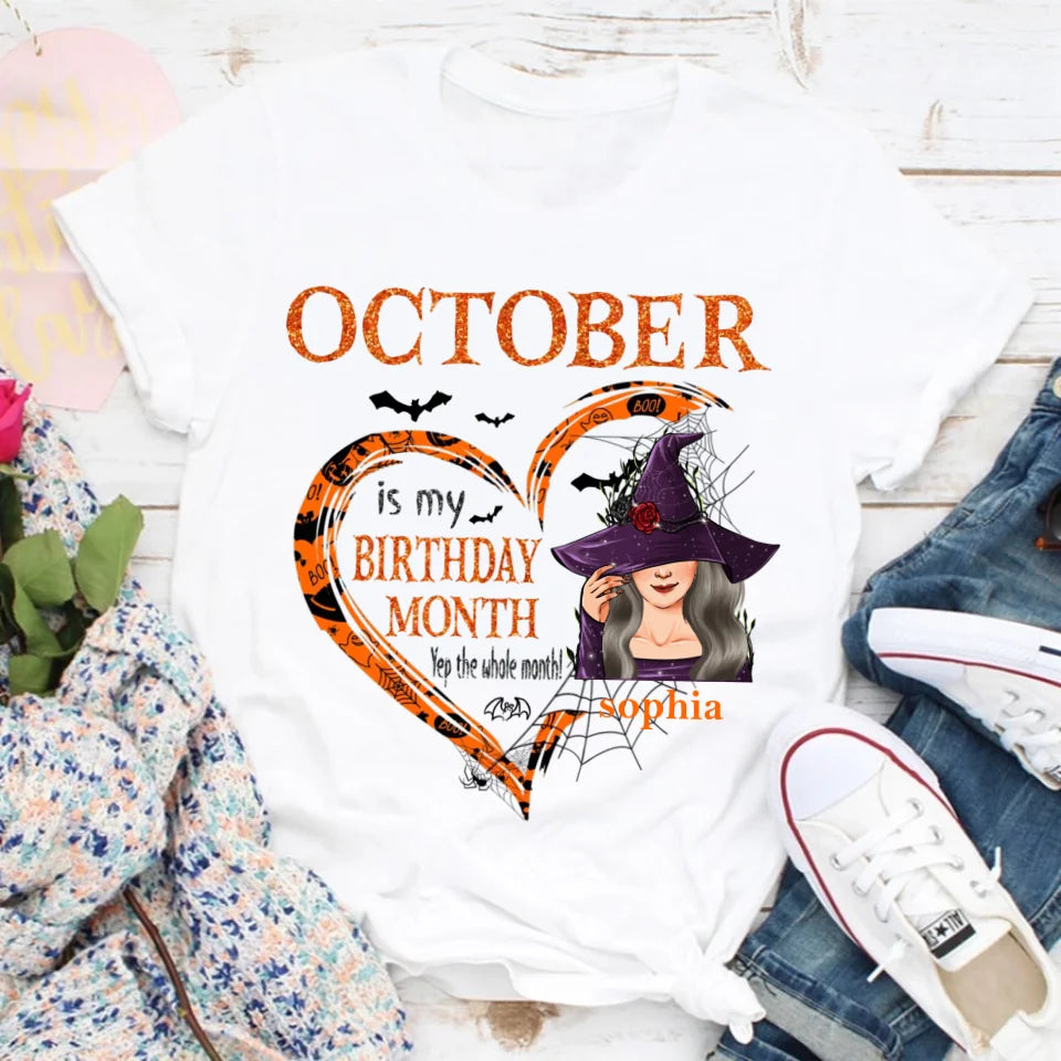 Personalized October Birthday Shirt, Custom Birthday Shirt, Queens was Born In October, October Birthday Shirts For Woman, October Birthday Gifts-YPT-ALK