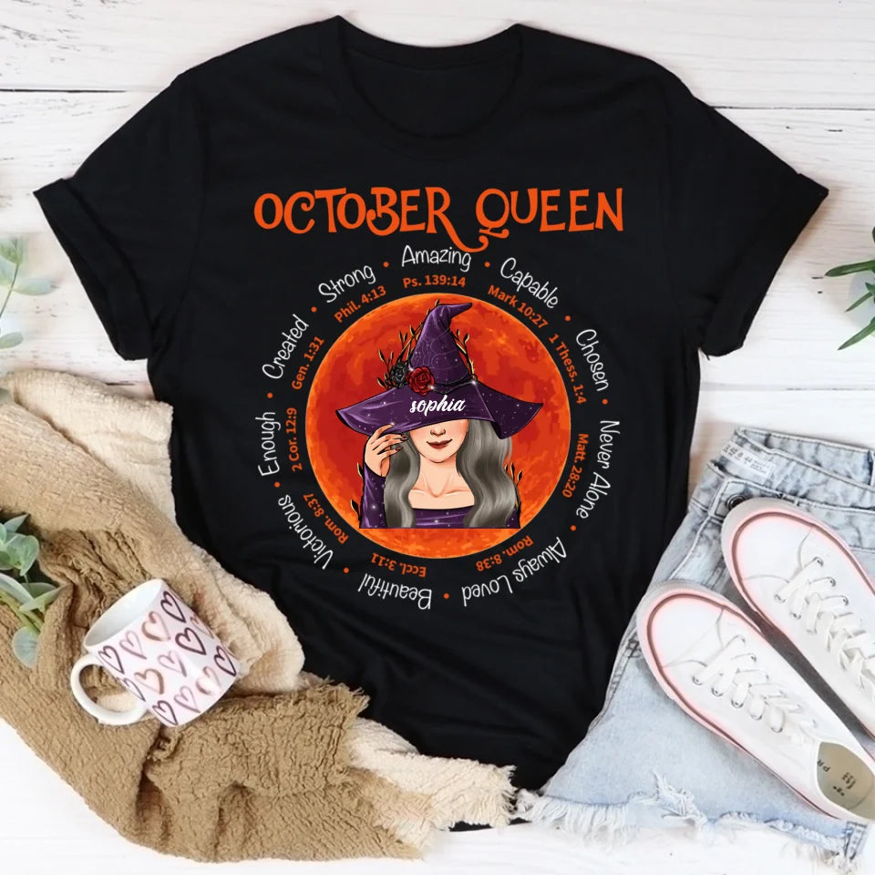Personalized October Birthday Shirt, Custom Birthday Shirt, Queens are Born In October, October Birthday Shirts For Woman, October Birthday Gifts-YPT-ALK