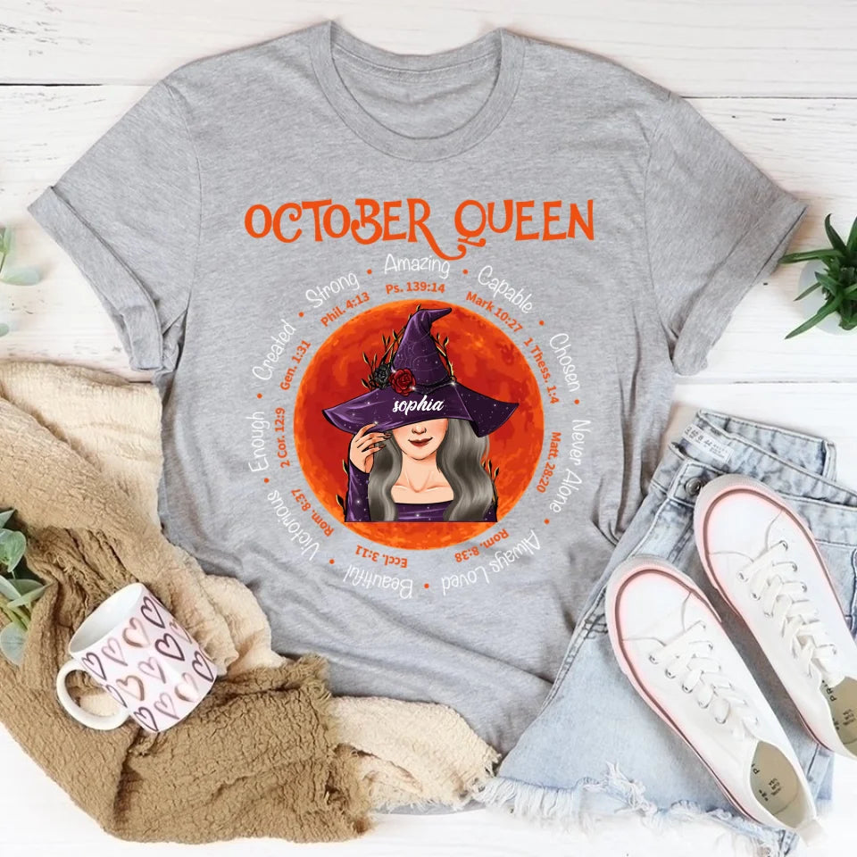 Personalized October Birthday Shirt, Custom Birthday Shirt, Queens are Born In October, October Birthday Shirts For Woman, October Birthday Gifts-YPT-ALK