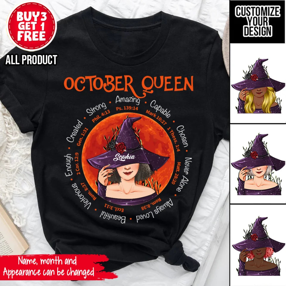 Personalized October Birthday Shirt, Custom Birthday Shirt, Queens are Born In October, October Birthday Shirts For Woman, October Birthday Gifts-YPT-ALK