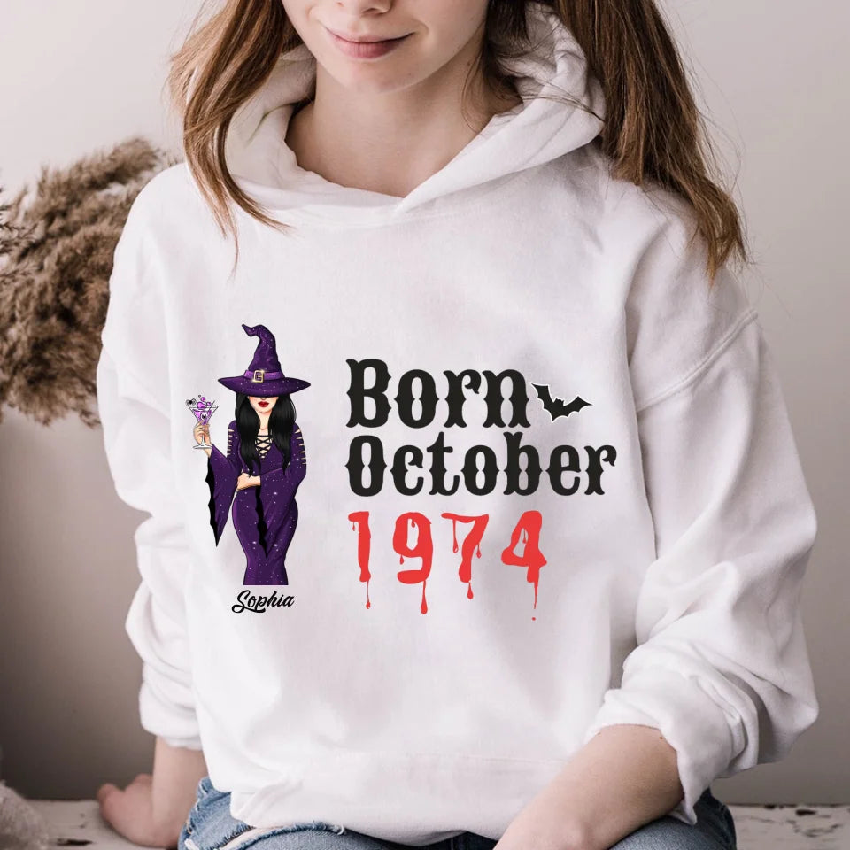 Personalized Fabulous Since 1974 50th Birthday Unique T Shirt For Woman, Queens are Born In October, Her Gifts For 50 Years Old , Turning 50 Birthday Cotton Shirt-YPT-ALK