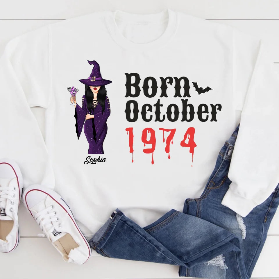 Personalized Fabulous Since 1974 50th Birthday Unique T Shirt For Woman, Queens are Born In October, Her Gifts For 50 Years Old , Turning 50 Birthday Cotton Shirt-YPT-ALK