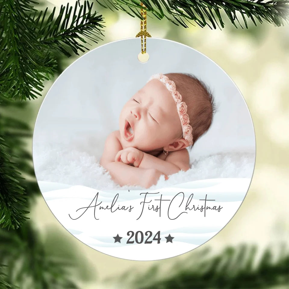 Personalized Photo Babys 1st Christmas Ornament 2024, Baby's First Christmas Ornament 2024, First Christmas Ornament, 1st Christmas Ornament 2024 Baby, Baby Girl Boy First Christmas Ornament Gift