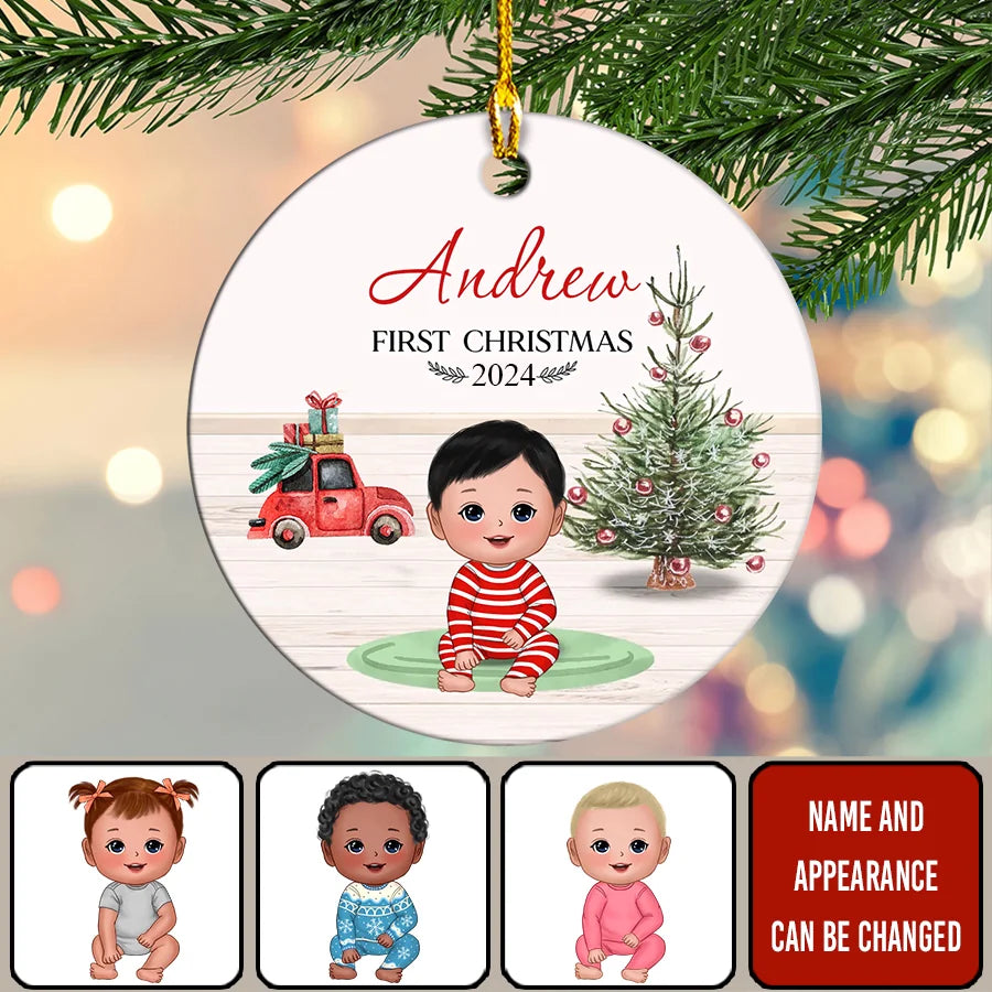 Personalized Baby's First Christmas Ornament 2024, 1st Christmas Ornament 2024 Baby, Baby Girl Boy First Christmas Ornament, Baby Christmas Ornament, 1st Christmas Together Ornament Gifts