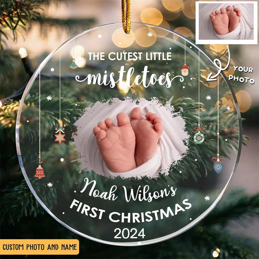 Personalized Baby First Christmas Ornament 2024, Custom Photo 1st Christmas Ornaments, Baby's First Christmas Ornament, Baby Girl Boy First Christmas Ornament, 2024 Baby First Christmas Ornament