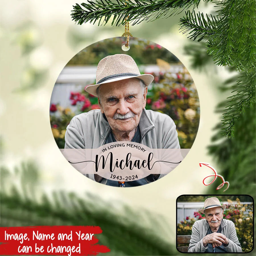 Personalized Memorial Ornaments for Loss of Loved One with Photo Picture, Memorial Ornaments, Cardinal Christmas Ornaments, Remembrance Ornament, Memorial Gift, Photo Memorial Ornaments