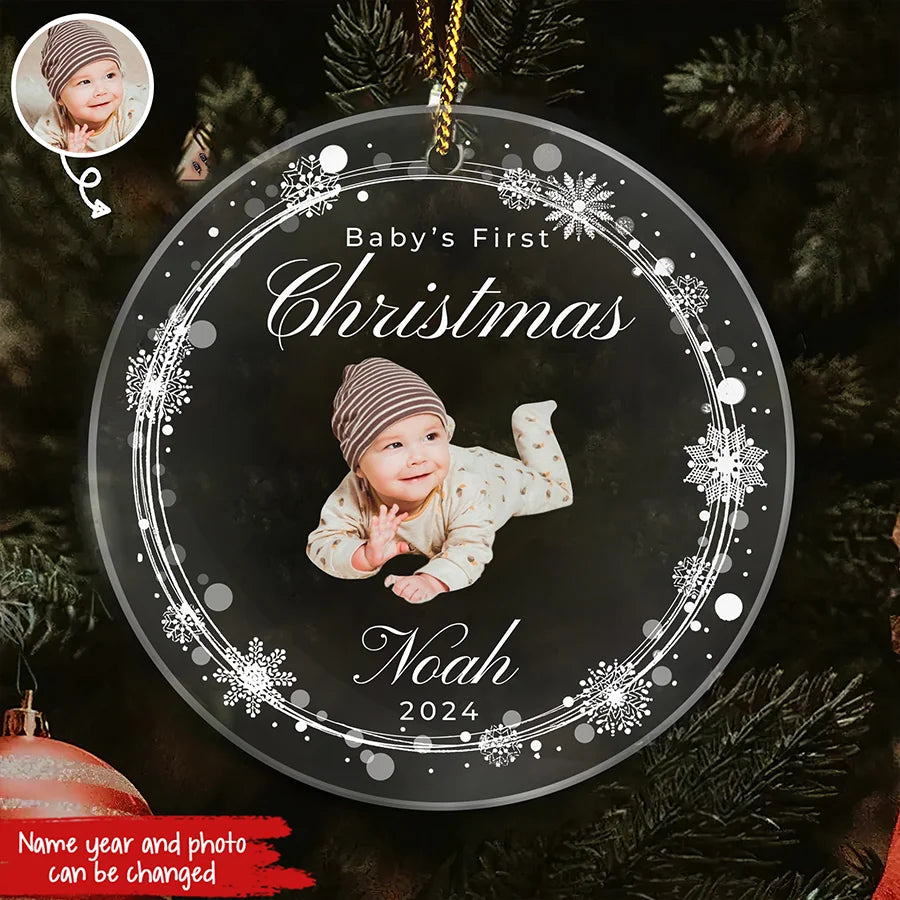 Personalized Baby First Christmas Ornament 2024, Custom Photo 1st Christmas Ornaments, Baby's First Christmas Ornament, Baby Girl Boy First Christmas Ornament, 2024 Baby First Christmas Ornament