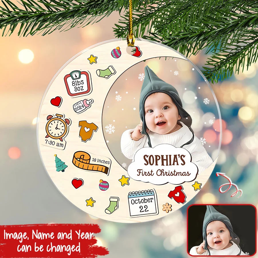 Personalized Baby First Christmas Ornament 2024, Custom Photo Baby First Christmas Ornament, 1st Christmas Ornament 2024 Baby, Baby Christmas Ornament, Baby Girl Boy First Christmas Ornament