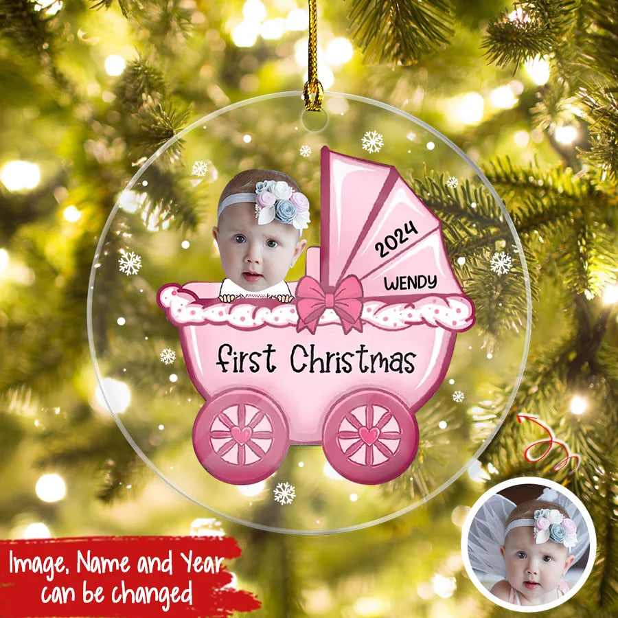 Personalized Baby First Christmas Ornament 2024, Personalized Photo Baby Christmas Ornament, 1st Christmas Ornament 2024 Baby, Baby Girl Boy First Christmas Ornament, Baby First Christmas Ornament