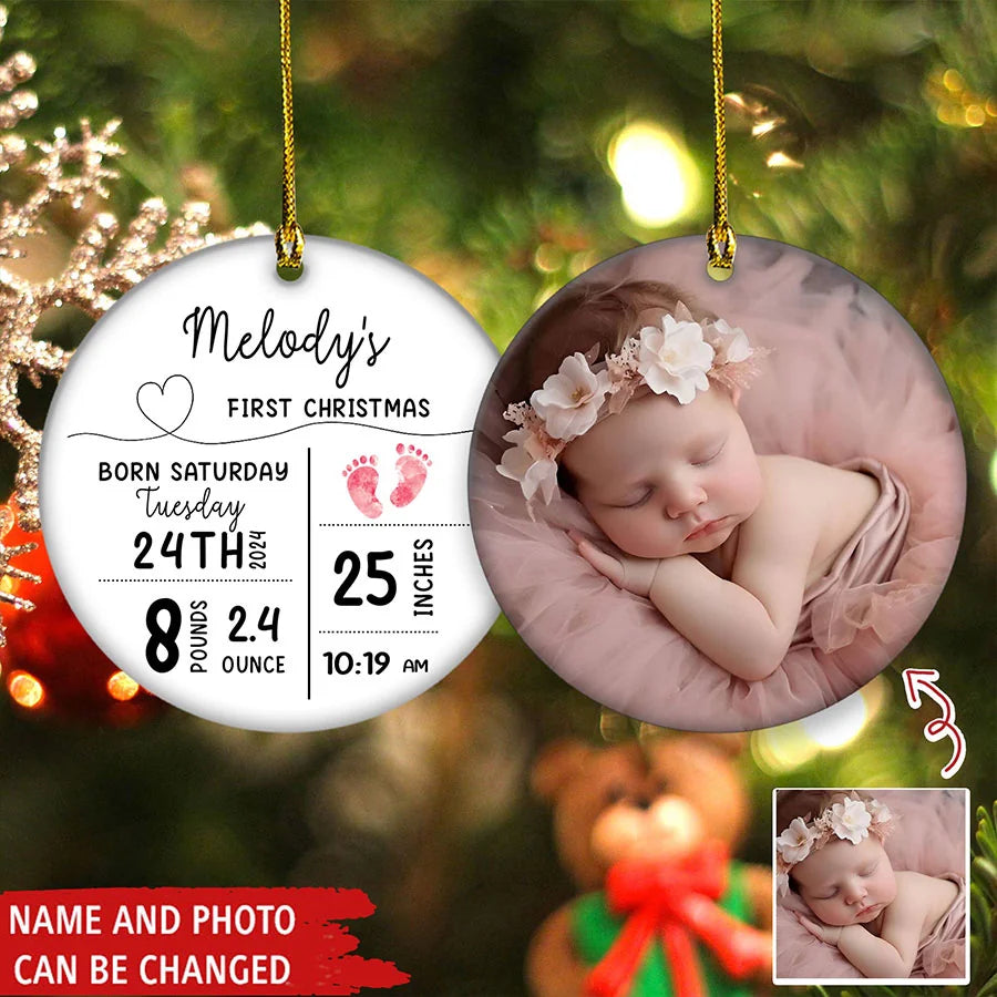 Personalized Baby First Christmas Ornament 2024, Personalized Photo Baby Christmas Ornament, 1st Christmas Ornament 2024 Baby, Baby Girl Boy First Christmas Ornament, Baby First Christmas Ornament