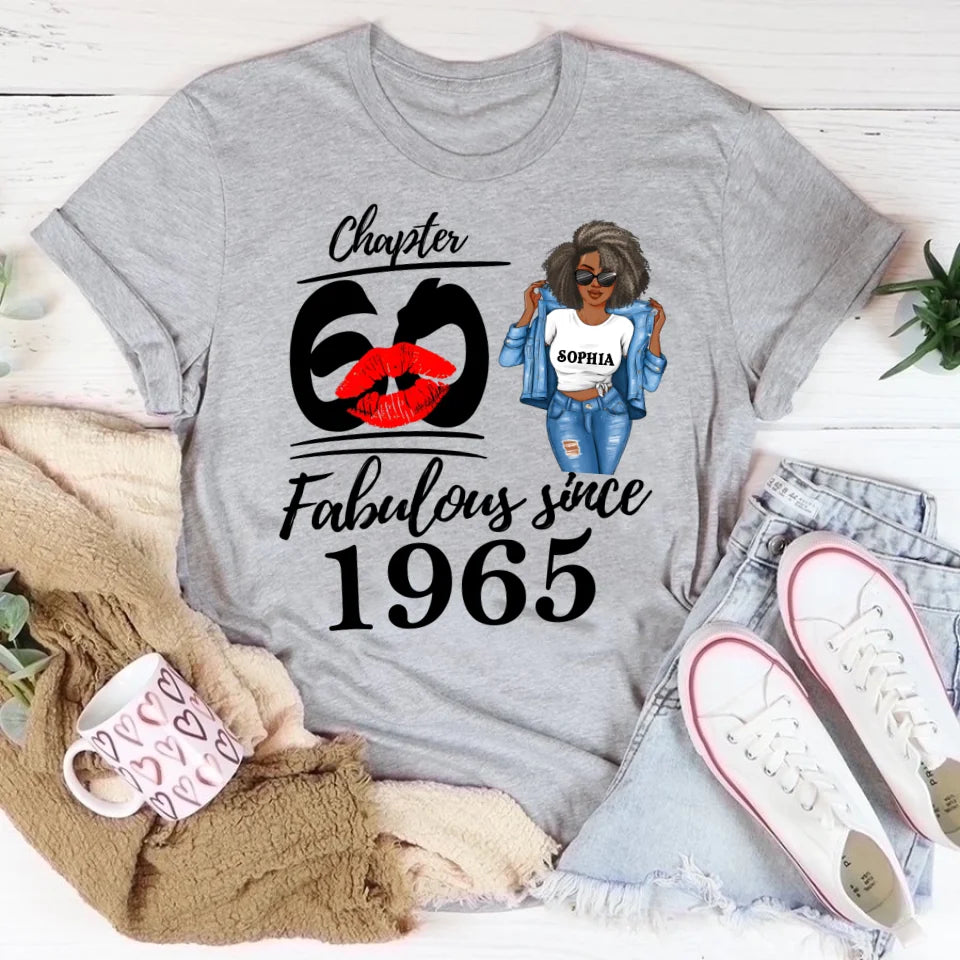 Chapter 60, Fabulous Since 1965 60th Birthday Unique T Shirt For Woman, Custom Birthday Shirt, Her Gifts For 60 Years Old , Turning 60 Birthday Cotton Shirt
