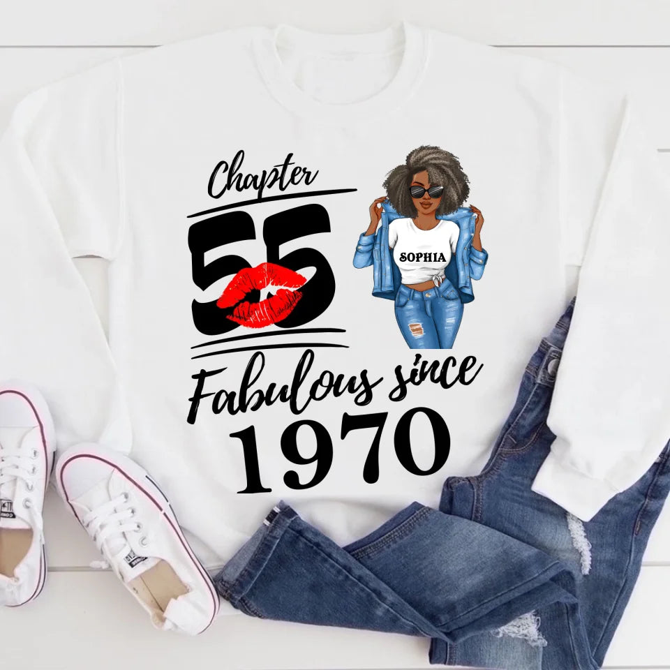 Chapter 55, Fabulous Since 1970 55th Birthday Unique T Shirt For Woman, Custom Birthday Shirt, Her Gifts For 55 Years Old , Turning 55 Birthday Cotton Shirt