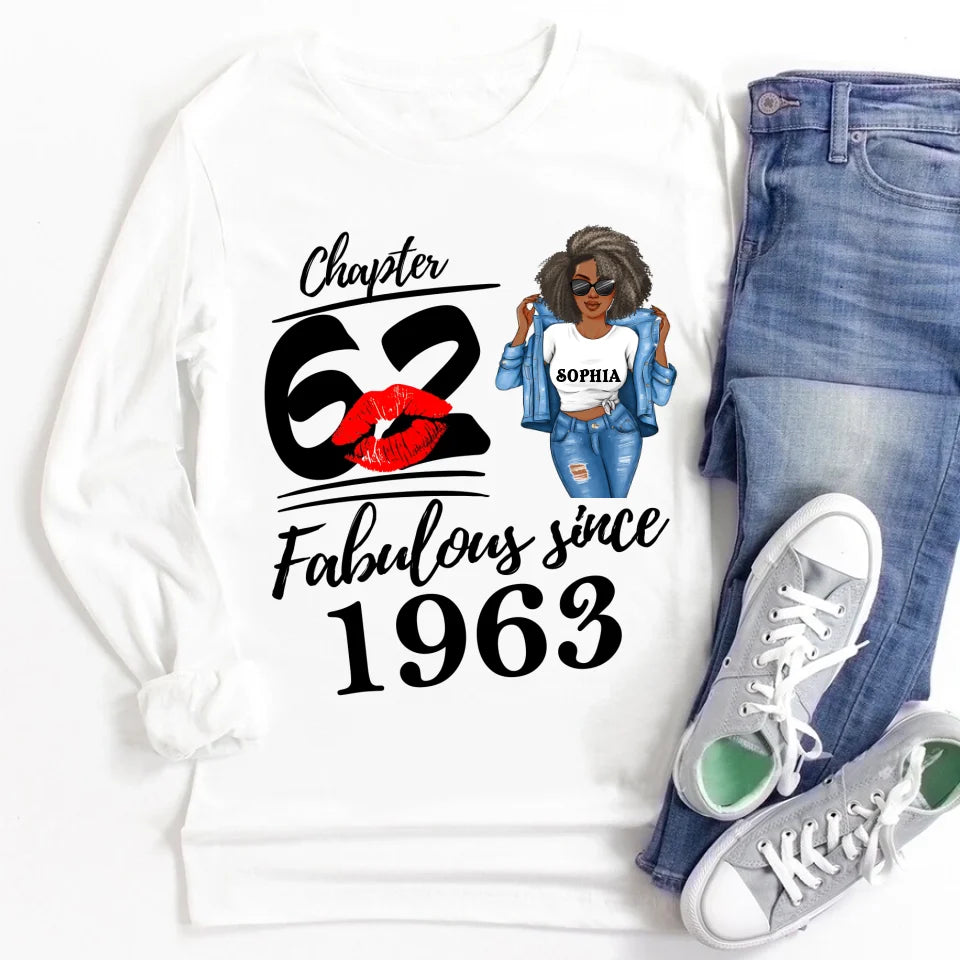 Chapter 62, Fabulous Since 1963 62th Birthday Unique T Shirt For Woman, Custom Birthday Shirt, Her Gifts For 62 Years Old , Turning 62 Birthday Cotton Shirt