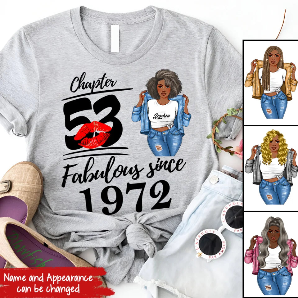 Chapter 53, Fabulous Since 1972 53th Birthday Unique T Shirt For Woman, Custom Birthday Shirt, Her Gifts For 53 Years Old , Turning 53 Birthday Cotton Shirt