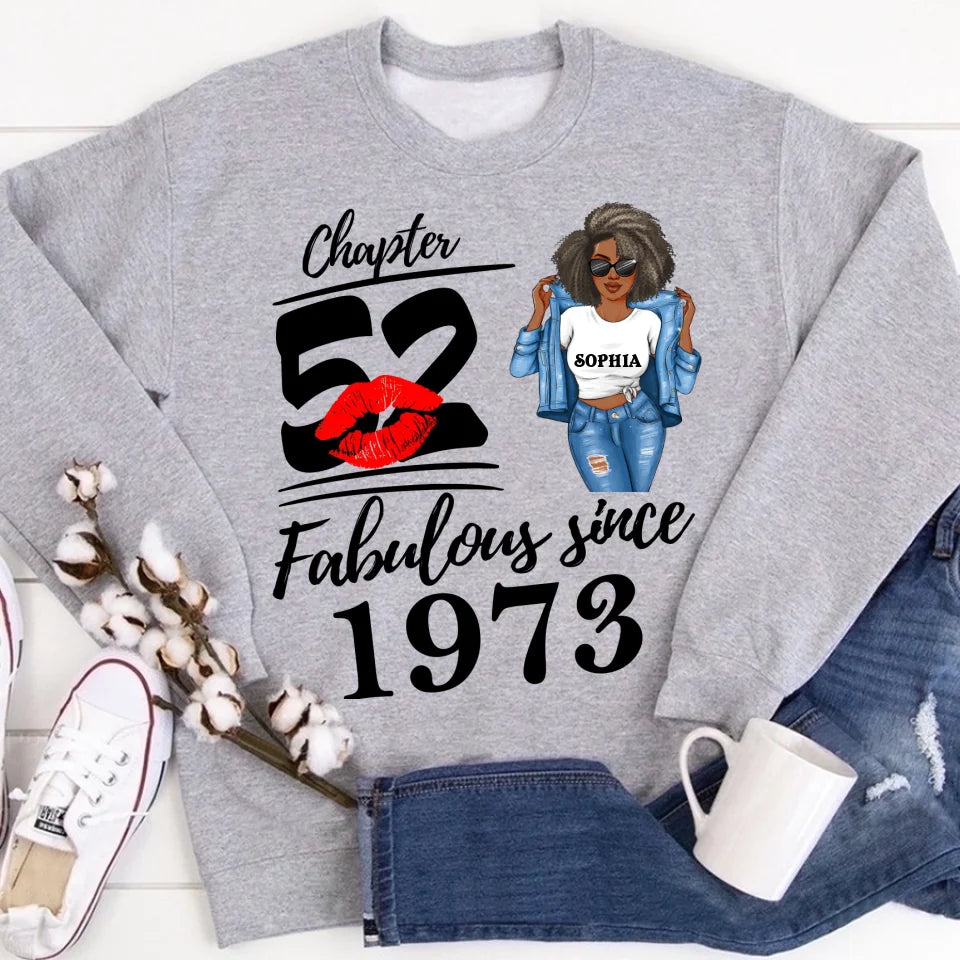 Chapter 52, Fabulous Since 1973 52th Birthday Unique T Shirt For Woman, Custom Birthday Shirt, Her Gifts For 52 Years Old , Turning 52 Birthday Cotton Shirt