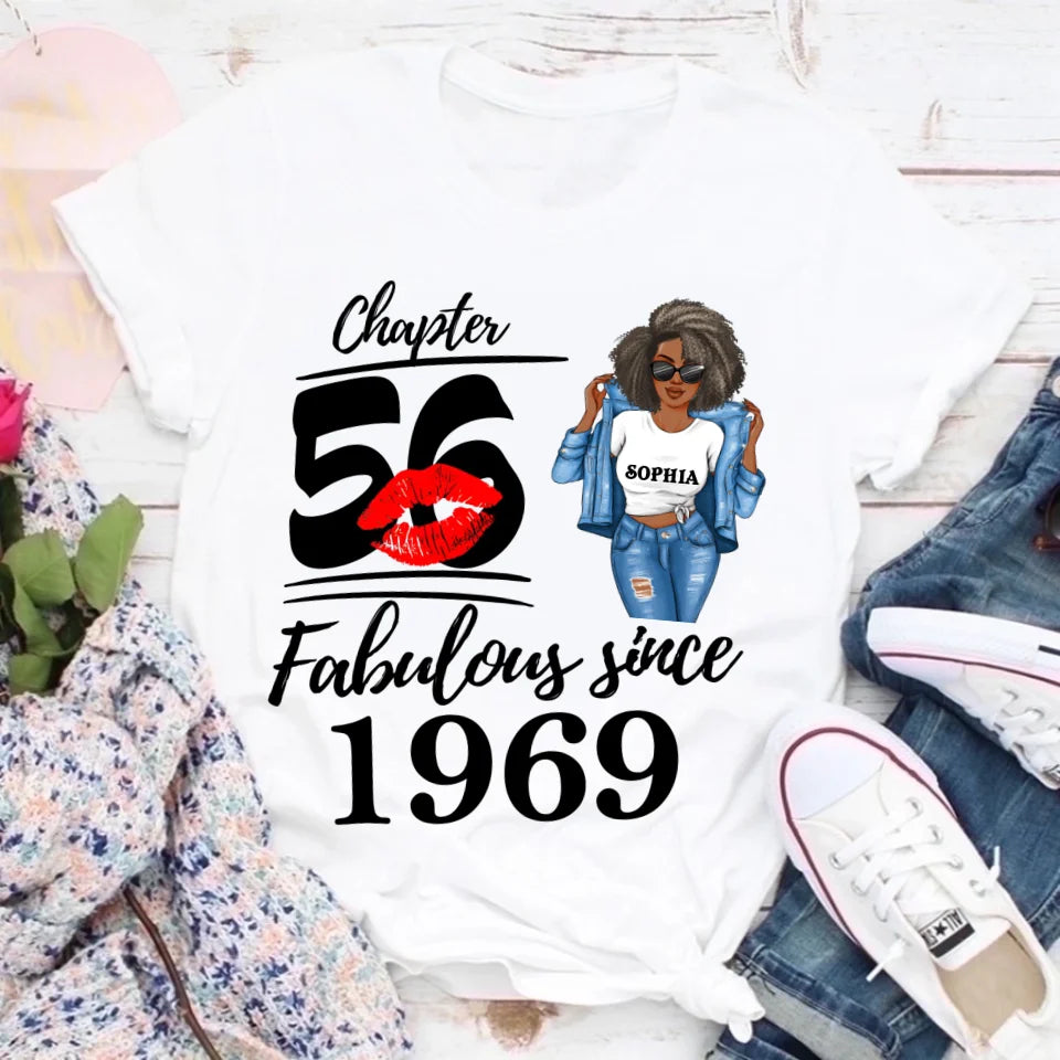 Chapter 56, Fabulous Since 1969 56th Birthday Unique T Shirt For Woman, Custom Birthday Shirt, Her Gifts For 56 Years Old , Turning 56 Birthday Cotton Shirt