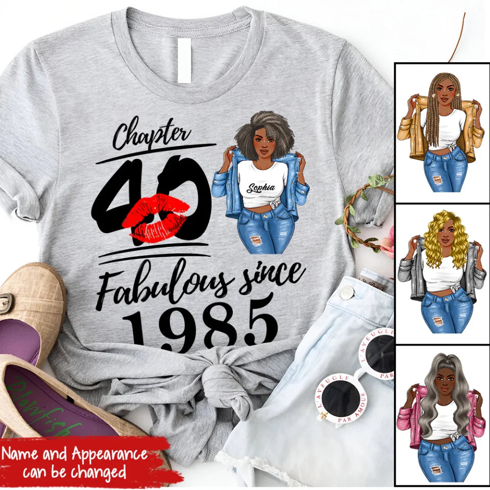 Chapter 40, Fabulous Since 1985 40th Birthday Unique T Shirt For Woman, Custom Birthday Shirt, Her Gifts For 40 Years Old , Turning 40 Birthday Cotton Shirt