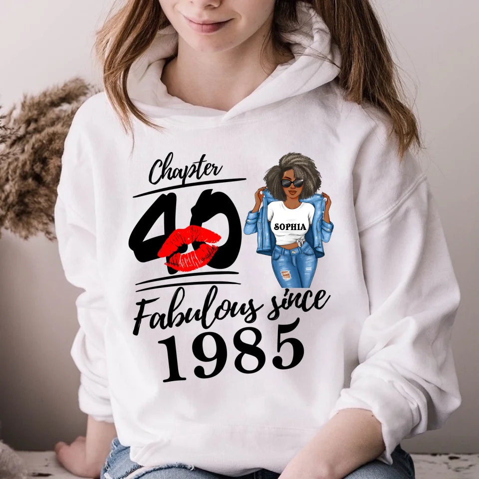 Chapter 40, Fabulous Since 1985 40th Birthday Unique T Shirt For Woman, Custom Birthday Shirt, Her Gifts For 40 Years Old , Turning 40 Birthday Cotton Shirt