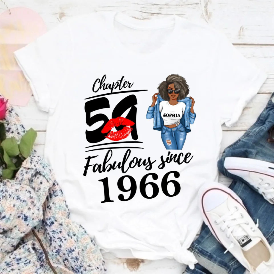 Chapter 59, Fabulous Since 1966 59th Birthday Unique T Shirt For Woman, Custom Birthday Shirt, Her Gifts For 59 Years Old , Turning 59 Birthday Cotton Shirt