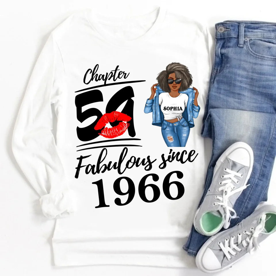 Chapter 59, Fabulous Since 1966 59th Birthday Unique T Shirt For Woman, Custom Birthday Shirt, Her Gifts For 59 Years Old , Turning 59 Birthday Cotton Shirt