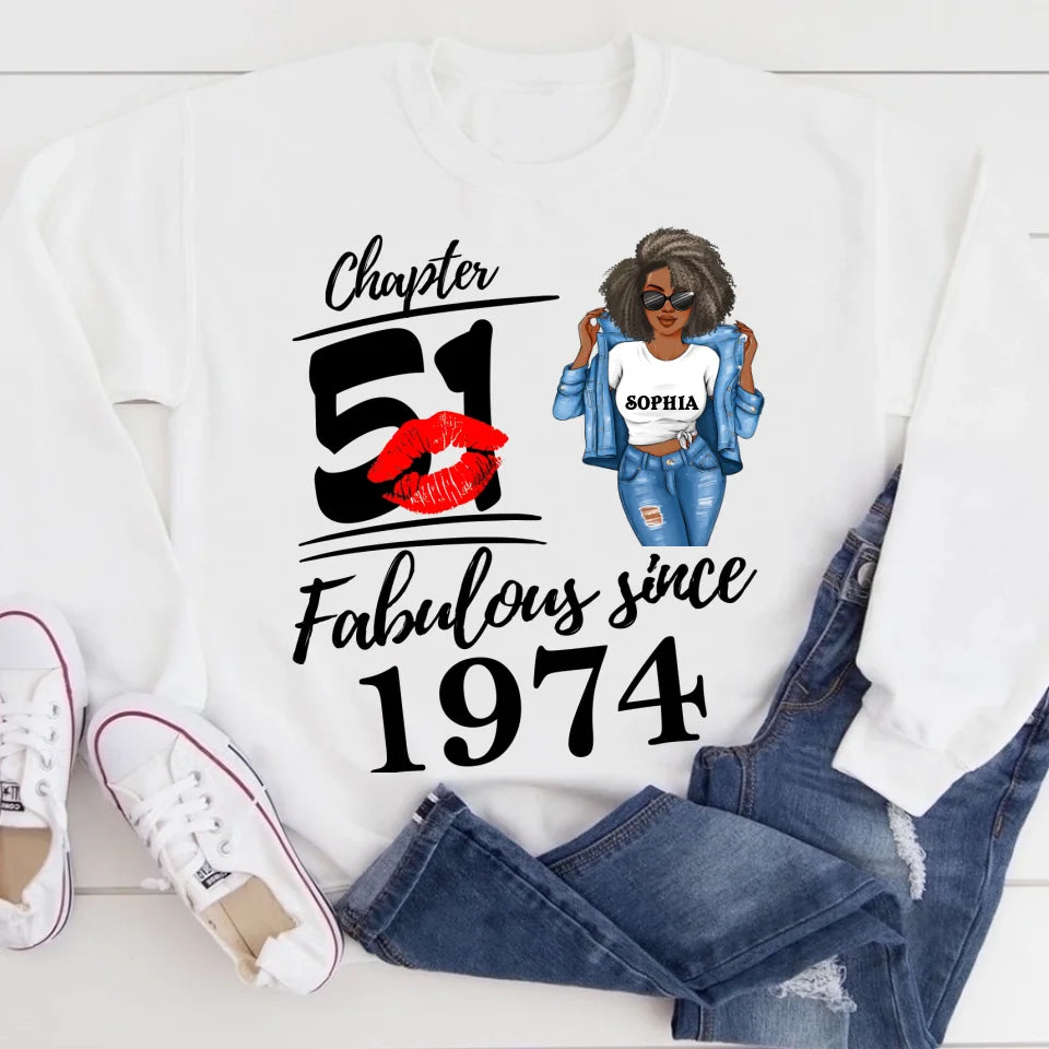 Chapter 51, Fabulous Since 1974 51th Birthday Unique T Shirt For Woman, Custom Birthday Shirt, Her Gifts For 51 Years Old , Turning 51 Birthday Cotton Shirt