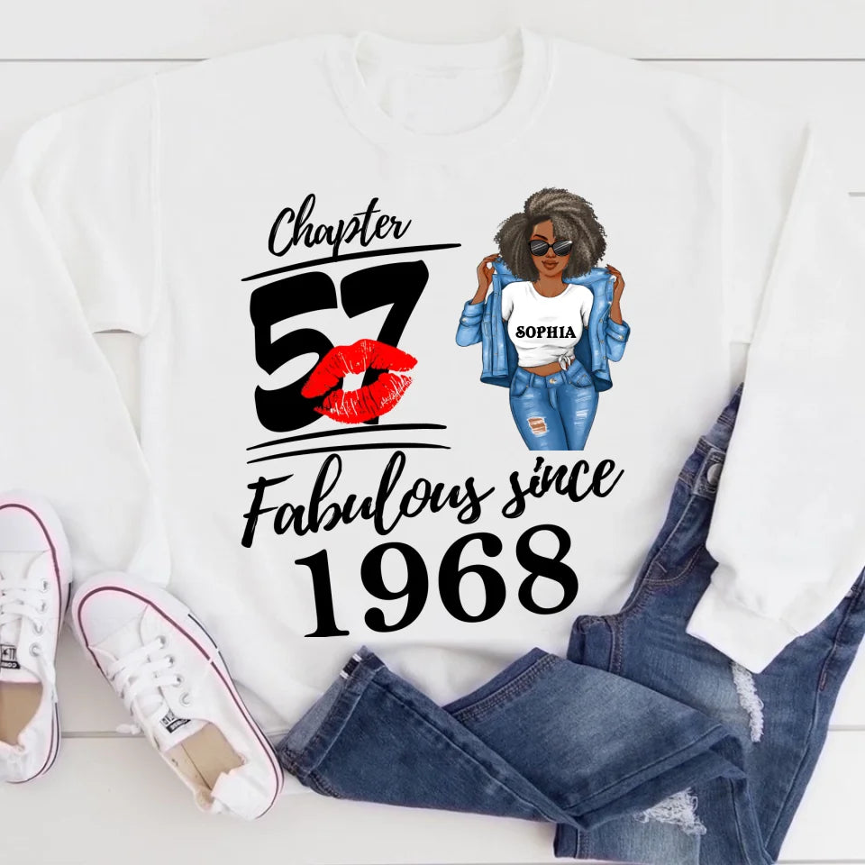Chapter 57, Fabulous Since 1968 57th Birthday Unique T Shirt For Woman, Custom Birthday Shirt, Her Gifts For 57 Years Old , Turning 57 Birthday Cotton Shirt