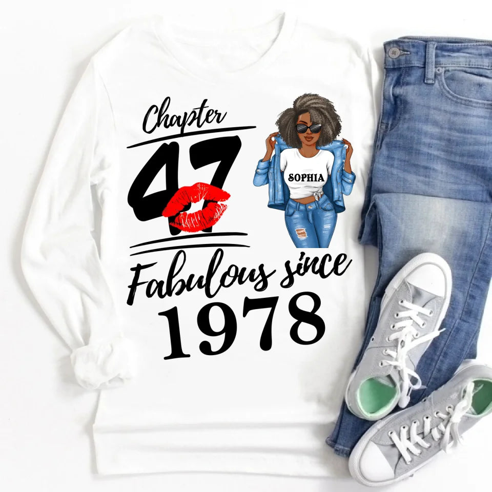 Chapter 47, Fabulous Since 1978 47th Birthday Unique T Shirt For Woman, Custom Birthday Shirt, Her Gifts For 47 Years Old , Turning 47 Birthday Cotton Shirt