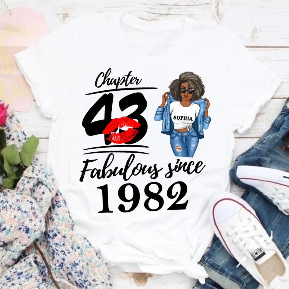 Chapter 43, Fabulous Since 1982 43th Birthday Unique T Shirt For Woman, Custom Birthday Shirt, Her Gifts For 43 Years Old , Turning 43 Birthday Cotton Shirt