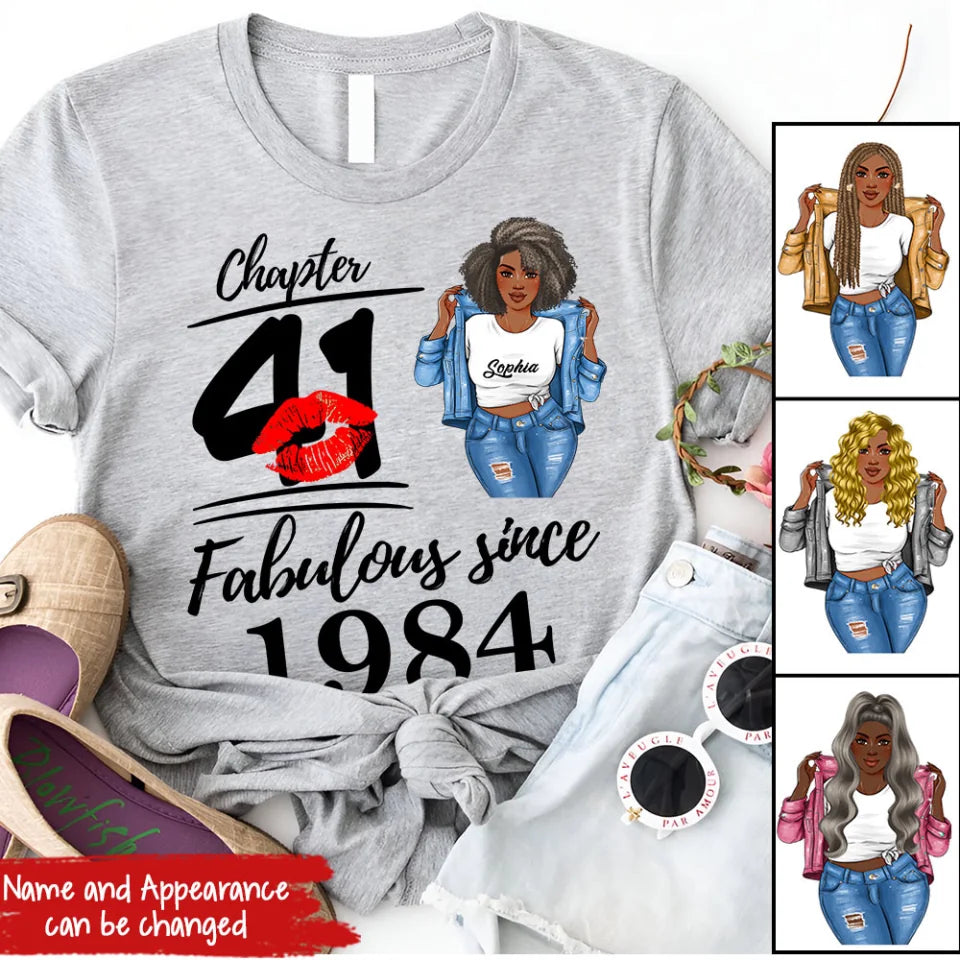 Chapter 41, Fabulous Since 1985 41st Birthday Unique T Shirt For Woman, Custom Birthday Shirt, Her Gifts For 41 Years Old , Turning 41 Birthday Cotton Shirt
