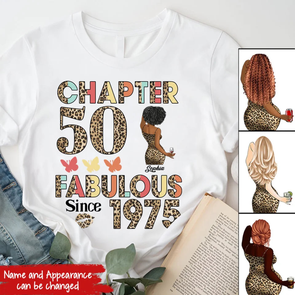 Chapter 50, Fabulous Since 1975 50th Birthday Unique T Shirt For Woman, Custom Birthday Shirt, Her Gifts For 50 Years Old , Turning 50 Birthday Cotton Shirt