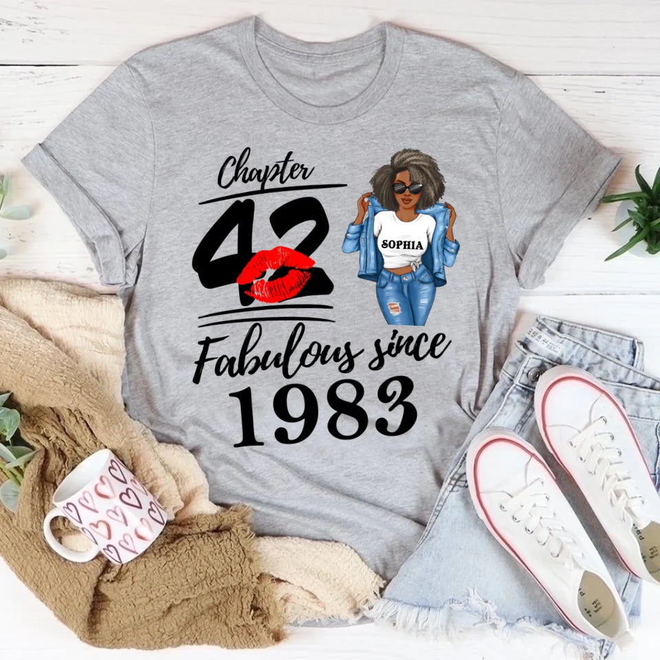 Chapter 42, Fabulous Since 1983 42nd Birthday Unique T Shirt For Woman, Custom Birthday Shirt, Her Gifts For 42 Years Old , Turning 42 Birthday Cotton Shirt