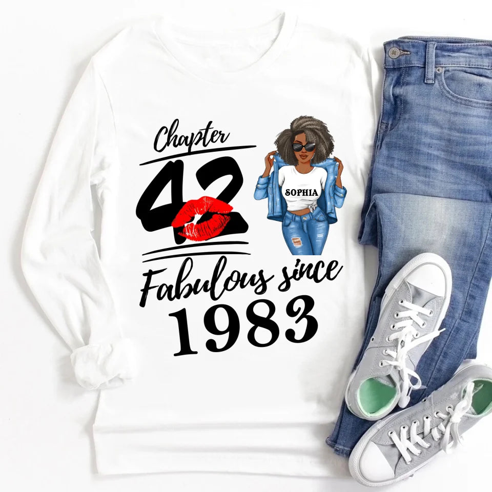 Chapter 42, Fabulous Since 1983 42nd Birthday Unique T Shirt For Woman, Custom Birthday Shirt, Her Gifts For 42 Years Old , Turning 42 Birthday Cotton Shirt