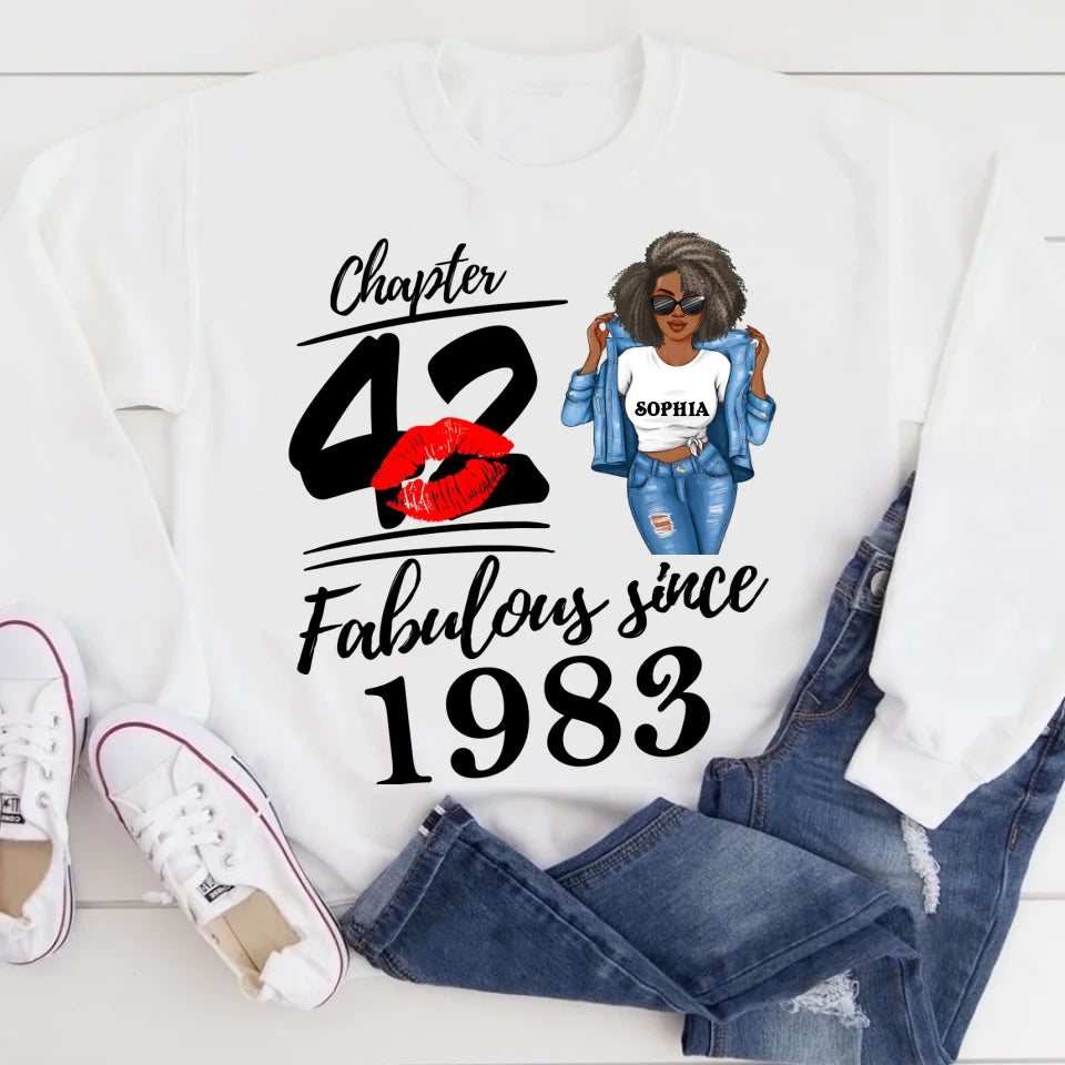 Chapter 42, Fabulous Since 1983 42nd Birthday Unique T Shirt For Woman, Custom Birthday Shirt, Her Gifts For 42 Years Old , Turning 42 Birthday Cotton Shirt