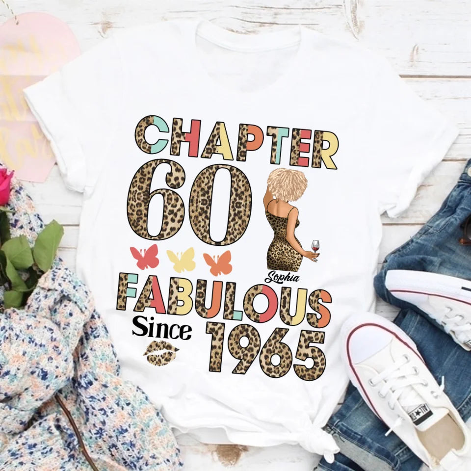 Chapter 60, Fabulous Since 1965 60th Birthday Unique T Shirt For Woman, Custom Birthday Shirt, Her Gifts For 60 Years Old , Turning 60 Birthday Cotton Shirt