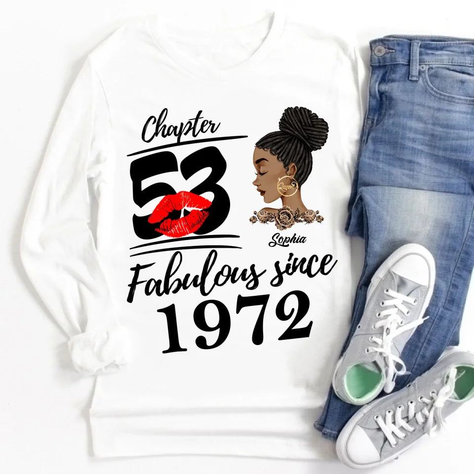 Chapter 53, Fabulous Since 1972 53rd Birthday Unique T Shirt For Woman, Custom Birthday Shirt, Her Gifts For 53 Years Old , Turning 53 Birthday Cotton Shirt