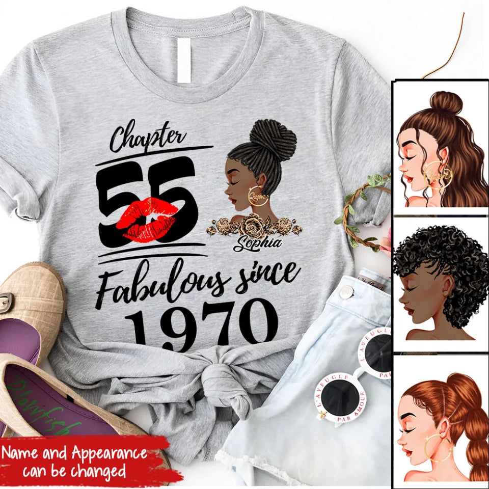 Custom Birthday Shirts, Chapter 55, Fabulous Since 1970 55th Birthday Unique T Shirt For Woman, Her Gifts For 55 Years Old, Turning 55 Birthday Cotton Shirt