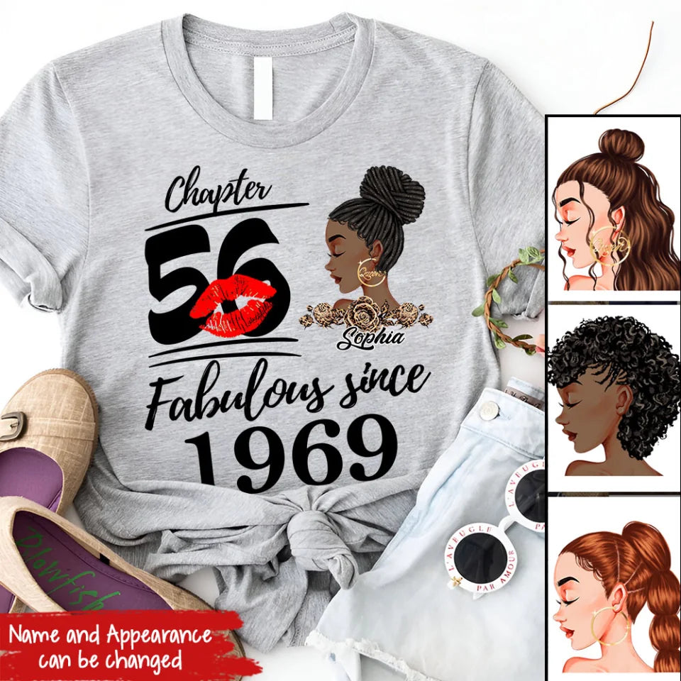 Custom Birthday Shirts, Chapter 56, Fabulous Since 1969 56th Birthday Unique T Shirt For Woman, Her Gifts For 56 Years Old, Turning 56 Birthday Cotton Shirt